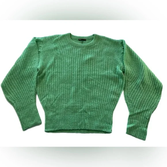 Zara Purl Knit balloon sleeve sweater  Green - Picture 2 of 10